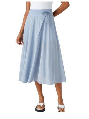 NWT- Halara High-Waisted XL blue  Mesh Midi Skirt  Built-In Shorts & Pockets